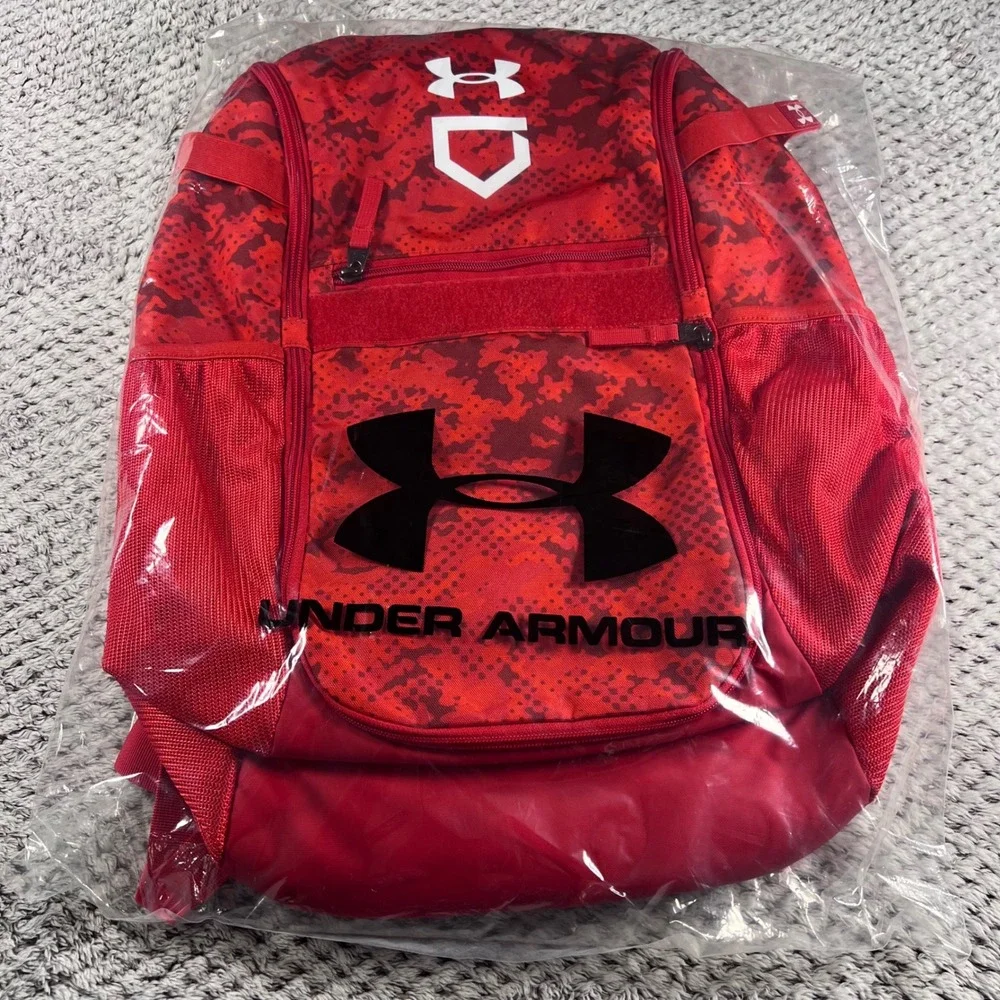 Under Armour Baseball Backpack Red UA Strap Clip Ventilated Shoe Compartment 36L